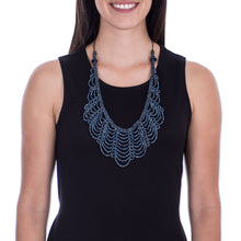 Load image into Gallery viewer, Blue Ceramic Beaded Strand Necklace from Guatemala - Calm Rain in Blue | NOVICA