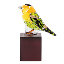 Load image into Gallery viewer, Art Glass Sculpture of a Wilson's Warbler from El Salvador - Wilson's Warbler | NOVICA