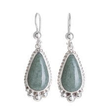 Load image into Gallery viewer, Teardrop Apple Green Jade Dangle Earrings from Guatemala - Subtle Drop | NOVICA