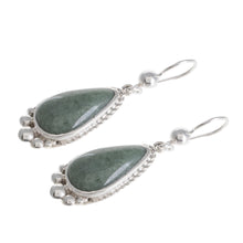Load image into Gallery viewer, Teardrop Apple Green Jade Dangle Earrings from Guatemala - Subtle Drop | NOVICA