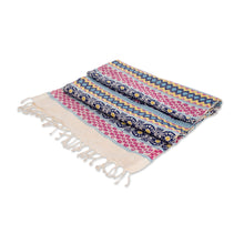 Load image into Gallery viewer, Handwoven Cotton Table Runner in Blue from Guatemala - Guatemala is Life | NOVICA