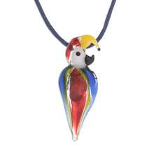 Load image into Gallery viewer, Handblown Glass Macaw Pendant Necklace from Costa Rica - Beautiful Macaw | NOVICA