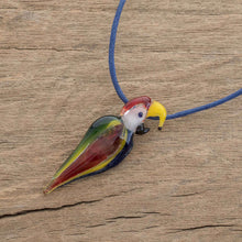 Load image into Gallery viewer, Handblown Glass Macaw Pendant Necklace from Costa Rica - Beautiful Macaw | NOVICA