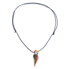 Load image into Gallery viewer, Handblown Glass Macaw Pendant Necklace from Costa Rica - Beautiful Macaw | NOVICA