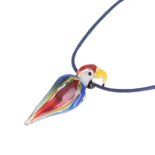 Load image into Gallery viewer, Handblown Glass Macaw Pendant Necklace from Costa Rica - Beautiful Macaw | NOVICA