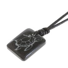 Load image into Gallery viewer, Jade Sea Turtle Pendant Necklace in Dark Green - Deep Sea Turtle | NOVICA