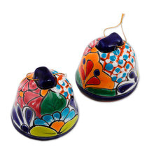 Load image into Gallery viewer, Bell-Shaped Talavera-Style Ceramic Ornaments (Pair) - Talavera Bells | NOVICA