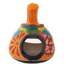 Load image into Gallery viewer, Jack-O-Lantern Talavera Style Ceramic Candle Holder - Happy Jack-O-Lantern | NOVICA