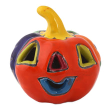 Load image into Gallery viewer, Talavera-Style Ceramic Jack-O-Lantern Figurine from Mexico - Talavera Jack-O-Lantern | NOVICA