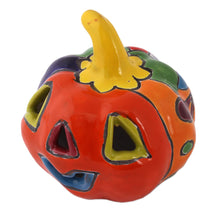 Load image into Gallery viewer, Talavera-Style Ceramic Jack-O-Lantern Figurine from Mexico - Talavera Jack-O-Lantern | NOVICA
