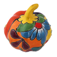 Load image into Gallery viewer, Talavera-Style Ceramic Jack-O-Lantern Figurine from Mexico - Talavera Jack-O-Lantern | NOVICA