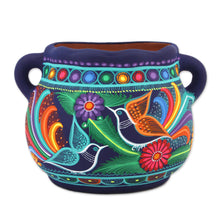 Load image into Gallery viewer, Hand-Painted Floral Ceramic Wall Planter from Mexico - Desires of the Garden | NOVICA