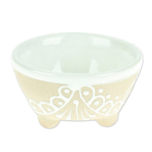 Load image into Gallery viewer, Hand-Painted White Ceramic Pinch Bowl - Snow White Designs | NOVICA