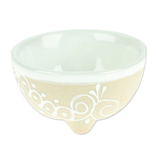 Load image into Gallery viewer, Hand-Painted White Ceramic Pinch Bowl - Snow White Designs | NOVICA