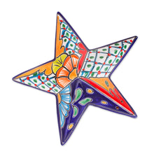 Load image into Gallery viewer, Hand-Painted Talavera-Style Ceramic Star Wall Sculpture - Talavera Star | NOVICA