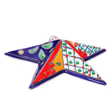 Load image into Gallery viewer, Hand-Painted Talavera-Style Ceramic Star Wall Sculpture - Talavera Star | NOVICA