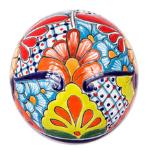Load image into Gallery viewer, Floral Talavera-Style Ceramic Decorative Accent from Mexico - Summer Designs | NOVICA