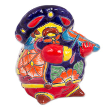 Load image into Gallery viewer, Talavera-Style Ceramic Figurine of a Mariachi with a Violin - Violin Mariachi | NOVICA