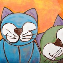 Load image into Gallery viewer, Happy Playful Cat Family Colorful Ceramic Decorative Plate - Happy Cat Family | NOVICA