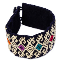 Load image into Gallery viewer, Ochre Geometric Cotton Wristband Bracelet from Mexico - Geometric Days | NOVICA