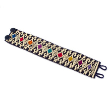 Load image into Gallery viewer, Ochre Geometric Cotton Wristband Bracelet from Mexico - Geometric Days | NOVICA