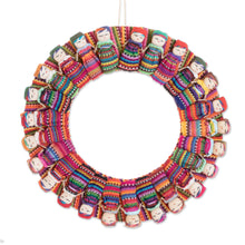 Load image into Gallery viewer, Cotton Worry Doll Wreath from Guatemala - Quitapena Happiness | NOVICA