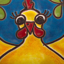 Load image into Gallery viewer, Whimsical Chicken-Themed Ceramic Wall Art from Mexico - Swinging Chicken | NOVICA