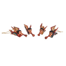 Load image into Gallery viewer, Pinewood Angel Ornaments from Guatemala (Set of 4) - Angelic Announcement | NOVICA