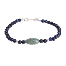 Load image into Gallery viewer, Jade and Lapis Lazuli Beaded Bracelet from Guatemala - Cool Serenity | NOVICA