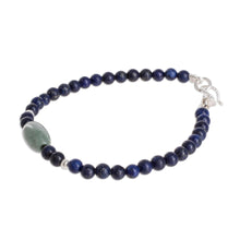 Load image into Gallery viewer, Jade and Lapis Lazuli Beaded Bracelet from Guatemala - Cool Serenity | NOVICA