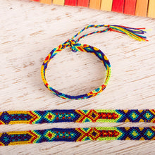 Load image into Gallery viewer, Colorful Geometric Cotton Wristband Bracelets (Set of 3) - Artisanal Geometry | NOVICA