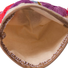 Load image into Gallery viewer, Floral Embroidered Cotton Clutch in Ivory from Mexico - Ivory Garden | NOVICA