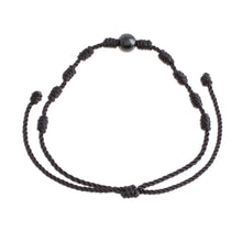 Load image into Gallery viewer, Black Jade and Nylon Knotted Cord Adjustable Bracelet - Bold Texture in Black | NOVICA