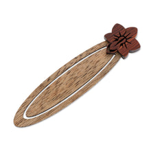 Load image into Gallery viewer, Floral Teak Wood Bookmark from Costa Rica - Sarchi Flower | NOVICA