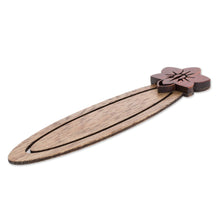 Load image into Gallery viewer, Floral Teak Wood Bookmark from Costa Rica - Sarchi Flower | NOVICA