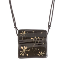 Load image into Gallery viewer, Black Recycled Glass Pendant Necklace from Costa Rica - Starry Dreams in Black | NOVICA
