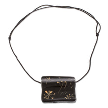 Load image into Gallery viewer, Black Recycled Glass Pendant Necklace from Costa Rica - Starry Dreams in Black | NOVICA