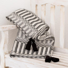 Load image into Gallery viewer, Striped Geometric Cotton Throw from Guatemala - Geometric Texture | NOVICA