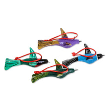 Load image into Gallery viewer, Hand-Painted Ceramic Hummingbird Ornaments (Set of 4) - Lively Hummingbirds | NOVICA