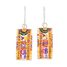 Load image into Gallery viewer, Huipil-Inspired Wood Dangle Earrings from Guatemala - Xela Marvels | NOVICA