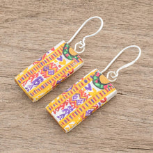 Load image into Gallery viewer, Huipil-Inspired Wood Dangle Earrings from Guatemala - Xela Marvels | NOVICA