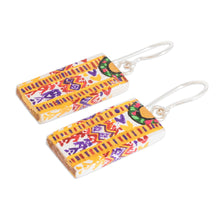 Load image into Gallery viewer, Huipil-Inspired Wood Dangle Earrings from Guatemala - Xela Marvels | NOVICA