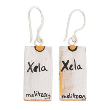 Load image into Gallery viewer, Huipil-Inspired Wood Dangle Earrings from Guatemala - Xela Marvels | NOVICA