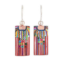 Load image into Gallery viewer, Cultural Hand-Painted Wood Dangle Earrings from Guatemala - San Juan La Laguna | NOVICA