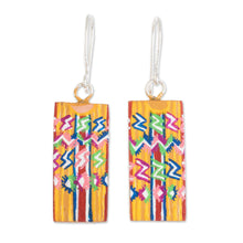 Load image into Gallery viewer, Huipil-Inspired Wood Dangle Earrings from Guatemala - Tecpan Marvels | NOVICA