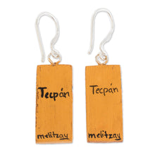 Load image into Gallery viewer, Huipil-Inspired Wood Dangle Earrings from Guatemala - Tecpan Marvels | NOVICA