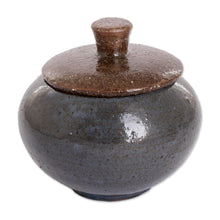 Load image into Gallery viewer, Blue and Brown Handmade Ceramic Sugar Bowl - Sweet Enchantment | NOVICA