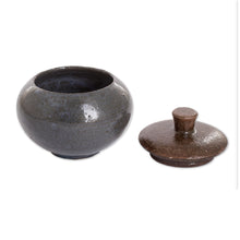 Load image into Gallery viewer, Blue and Brown Handmade Ceramic Sugar Bowl - Sweet Enchantment | NOVICA