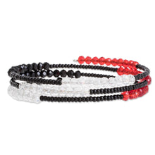 Load image into Gallery viewer, Black and Red Glass and Crystal Beaded Wrap Bracelet - Two-Tone Illusion | NOVICA