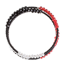Load image into Gallery viewer, Black and Red Glass and Crystal Beaded Wrap Bracelet - Two-Tone Illusion | NOVICA